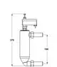 Schemazeichnung eines Pneumatex Wassertrockenlauf-Schutzventils mit zwei Anschlussgewinden. Produkt von IMI Hydronic Engineering, Darstellung der Maße und der Bauform.